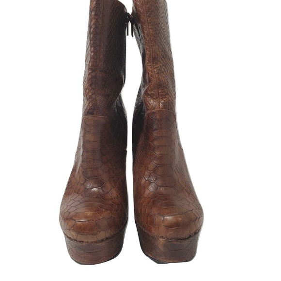 Jessica Simpson Fram Brown Snake Skin Boots - Picture 3 of 8